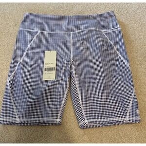 EUC Sweaty Betty Power 9" Biker Shorts Blue SB Move Print  XXL POCKET